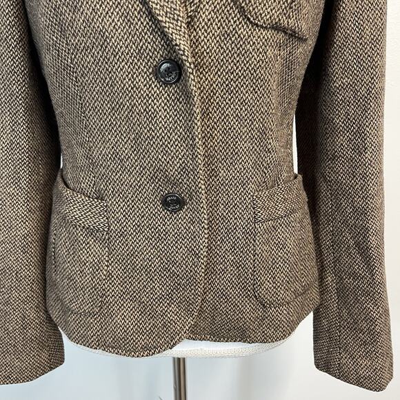 Chaps Blazer Jacket Sz 4 Brown Tweed Wool Rider Equestrian Polo Career Casual - Picture 5 of 10